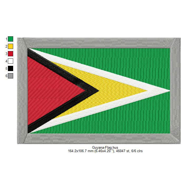 Guyana Flag Guyanese Machine Embroidery Digitized Design Files | Dst | Pes | Hus | VP3