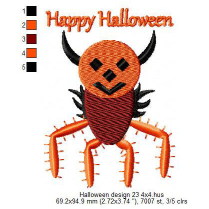 Halloween Spider Like Monster Machine Embroidery Digitized Design Files