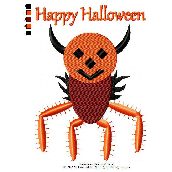 Halloween Spider Like Monster Machine Embroidery Digitized Design Files