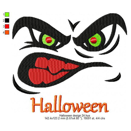 Halloween Hulk Like Monster Machine Embroidery Digitized Design Files