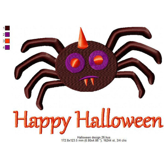 Halloween Spider Like Monster Machine Embroidery Digitized Design Files