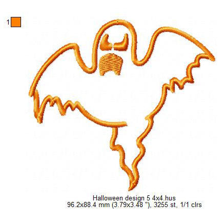 Halloween Ghost Line Art Symbols Machine Embroidery Digitized Design Files