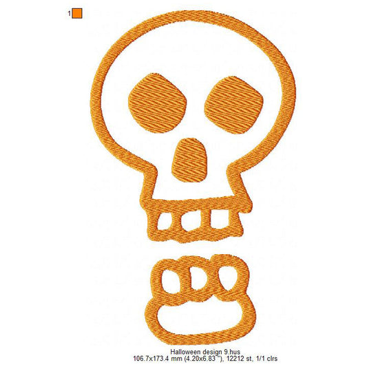Halloween Skull Cartoon Symbols Machine Embroidery Digitized Design Files