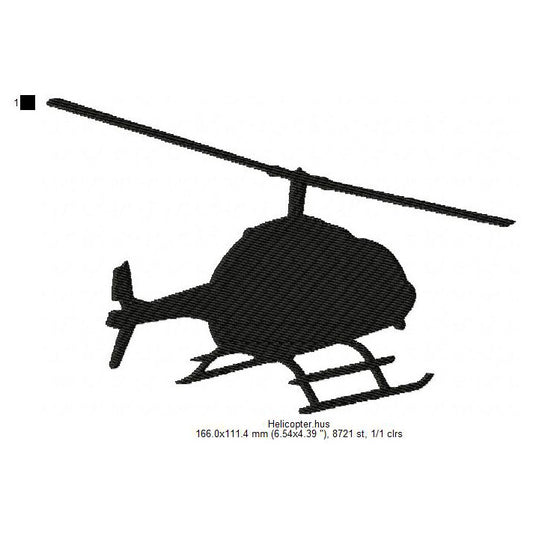 Helicopter Shadow Silhouette Machine Embroidery Digitized Design Files