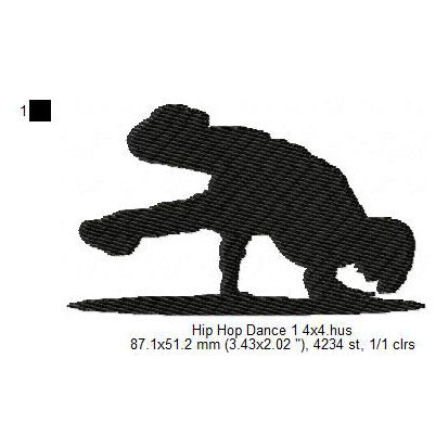 Young Man Boy Hip-Hop Dancing Silhouette Machine Embroidery Digitized Design Files