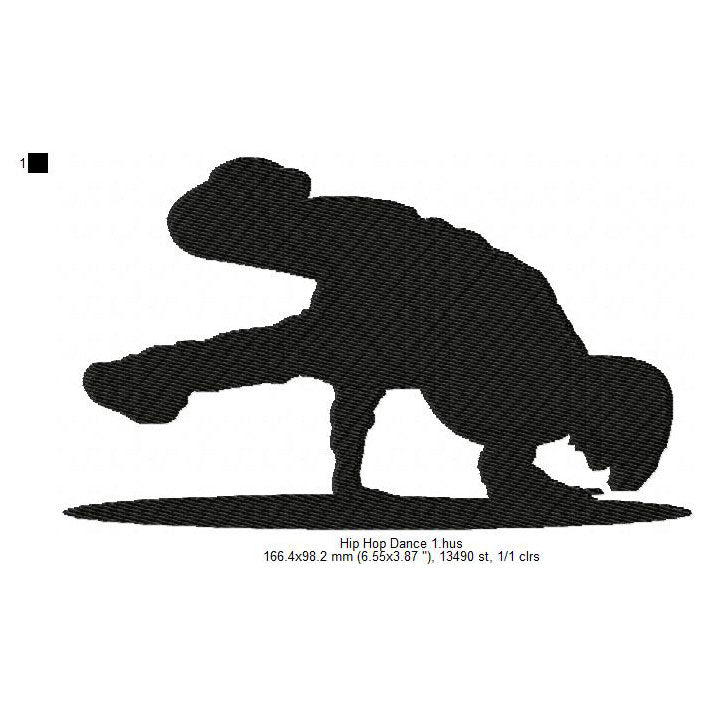 Young Man Boy Hip-Hop Dancing Silhouette Machine Embroidery Digitized Design Files