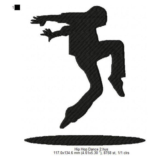 Young Man Boy Hip-Hop Dancing Silhouette Machine Embroidery Digitized Design Files