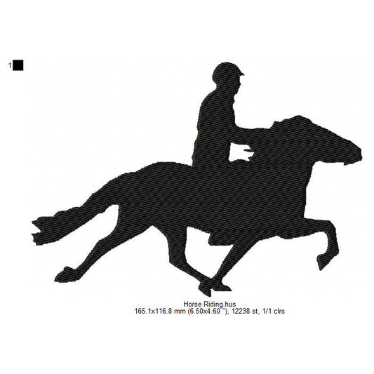 Horse Riding Silhouette Machine Embroidery Digitized Design Files
