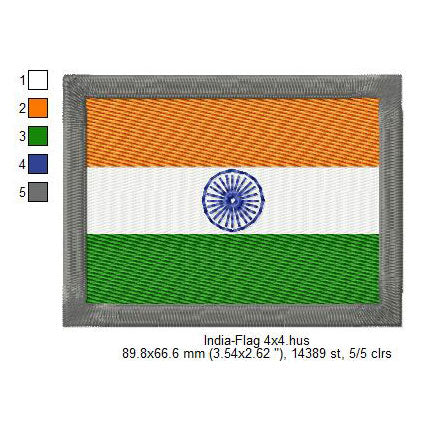 India Flag Indian Machine Embroidery Digitized Design Files | Dst | Pes | Hus | VP3