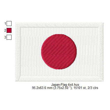 Japan Flag Japanese Machine Embroidery Digitized Design Files | Dst | Pes | Hus | VP3