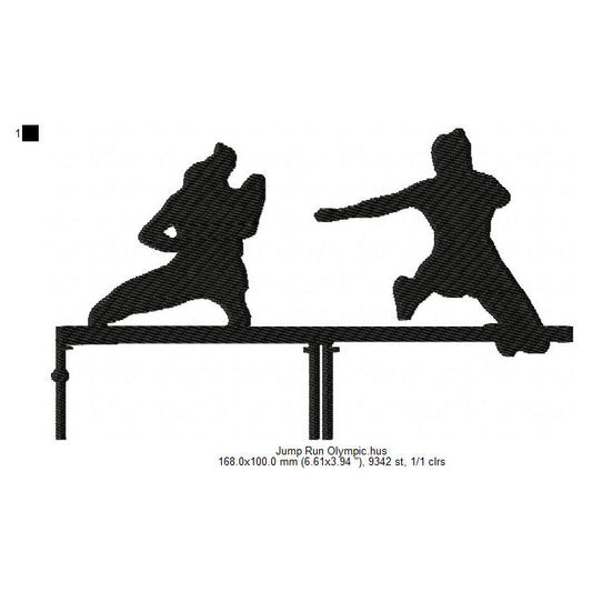 Athletes Running Hurdles Track and Field Silhouette Machine Embroidery Digitized Design Files