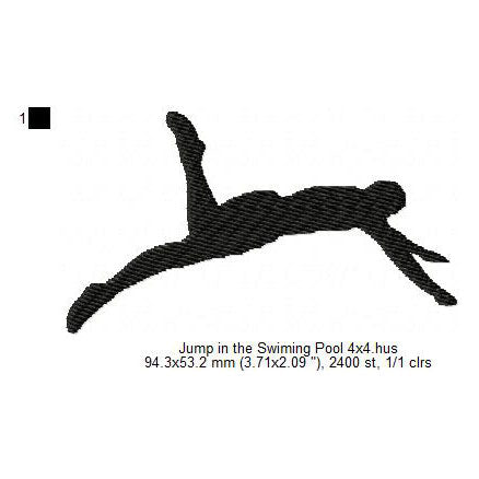 Jump In The Swimming Pool Silhouette Machine Embroidery Digitized Design Files