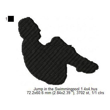 Jump in the Swimming Pool Athletics Silhouette Machine Embroidery Digitized Design Files