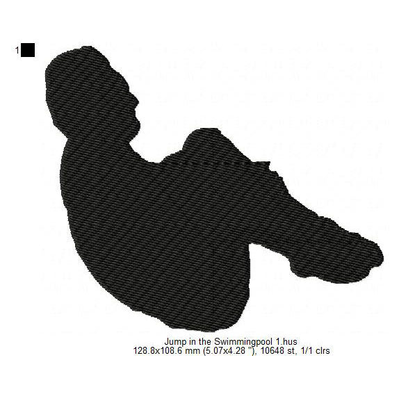 Jump in the Swimming Pool Athletics Silhouette Machine Embroidery Digitized Design Files