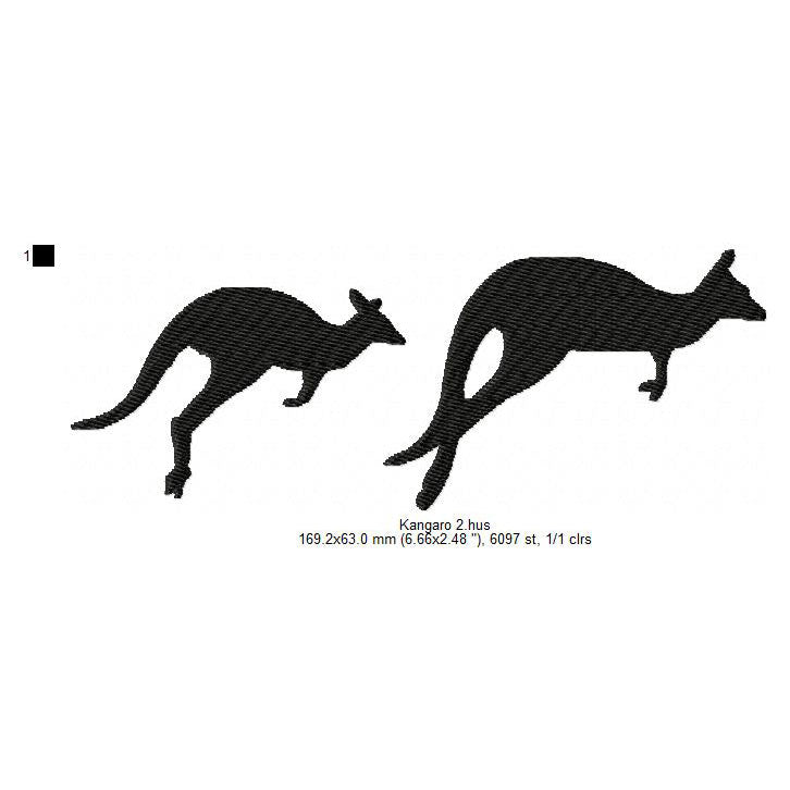 Kangaroo Couple Silhouette Machine Embroidery Digitized Design Files