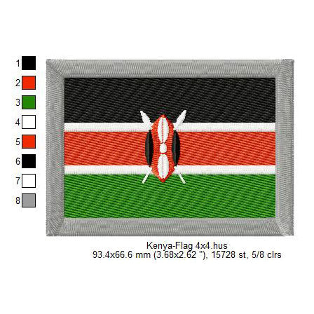 Kenya Flag Kenyans Machine Embroidery Digitized Design Files | Dst | Pes | Hus | VP3