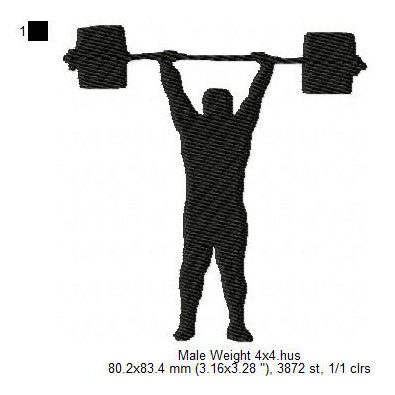 Male Weightlifter Bodybuilder Athletics Silhouette Machine Embroidery Digitized Design Files