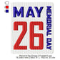 USA Memorial Day May 26 Machine Embroidery Digitized Design Files