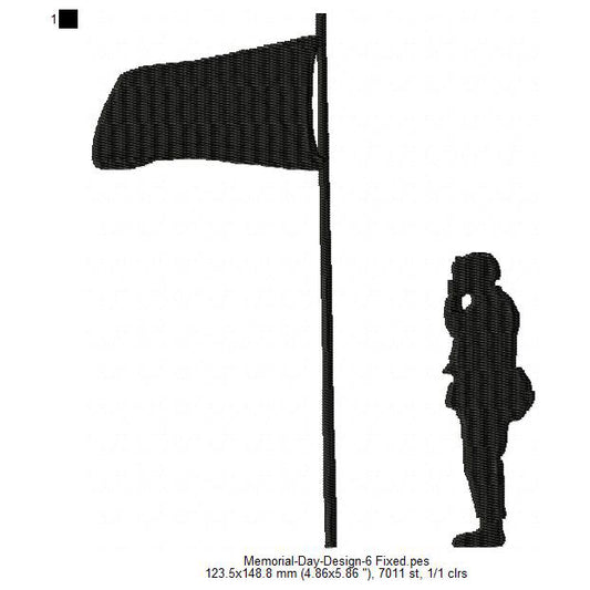 Memorial Day Salute Flag Silhouette May 26 Machine Embroidery Digitized Design Files