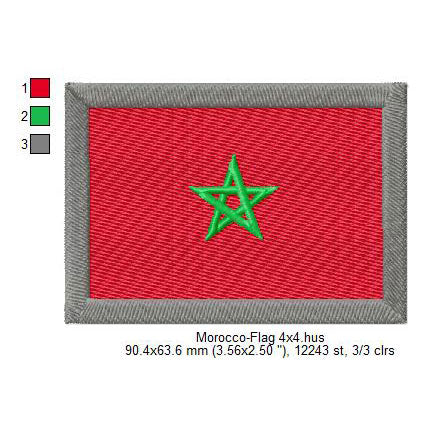 Morocco Flag Moroccan Machine Embroidery Digitized Design Files | Dst | Pes | Hus | VP3