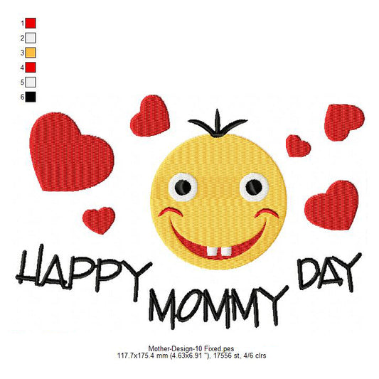 Happy Mommy Day Mother's Day Machine Embroidery Digitized Design Files