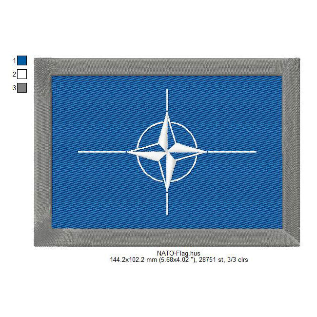 NATO Flag Military Group Machine Embroidery Digitized Design Files | Dst | Pes | Hus | VP3