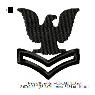 US Navy PO 2nd Class E-5 Insignia Patch Machine Embroidery Digitized Design Files