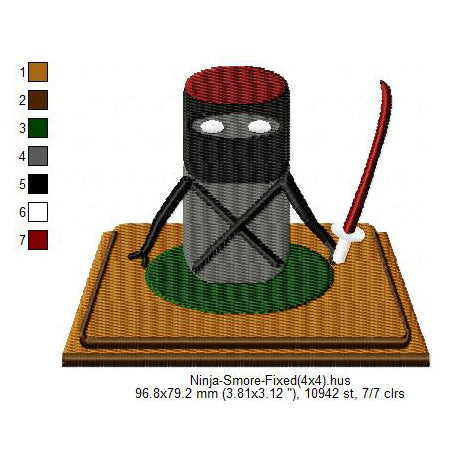 Ninja Smore Marshmallow Cartoon Machine Embroidery Digitized Design Files