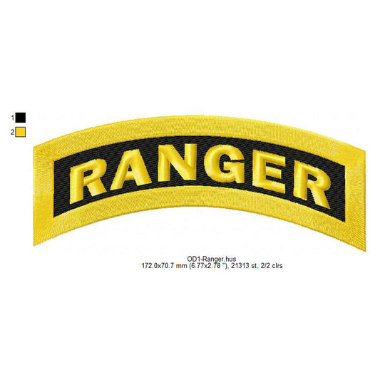 US Army Ranger Arm Insignia Patch Machine Embroidery Digitized Design Files