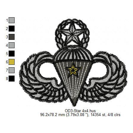 The Master Parachutist Badge Insignia Patch Machine Embroidery Digitized Design Files