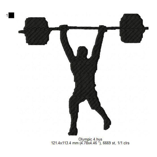 Male Weightlifter Bodybuilder Athletics Silhouette Machine Embroidery Digitized Design Files