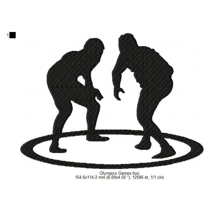 Wrestling Olympics Games Athletics Silhouette Machine Embroidery Digitized Design Files