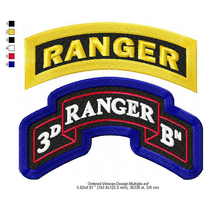 US Army Third Ranger Battalion Arm Insignia Machine Embroidery Digitiz ...