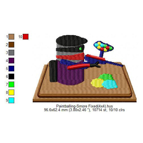 Paintballing Smore Marshmallow Cartoon Machine Embroidery Digitized Design Files