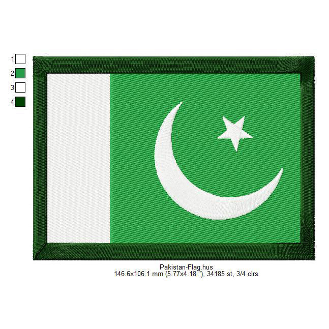 Pakistan Flag Pakistani Machine Embroidery Digitized Design Files | Dst | Pes | Hus | VP3