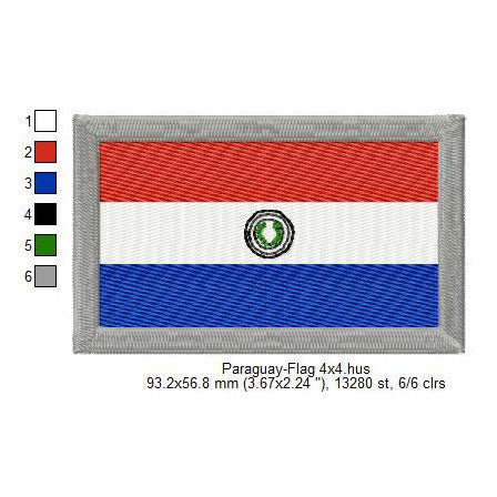 Paraguay Flag Paraguayan Machine Embroidery Digitized Design Files | Dst | Pes | Hus | VP3