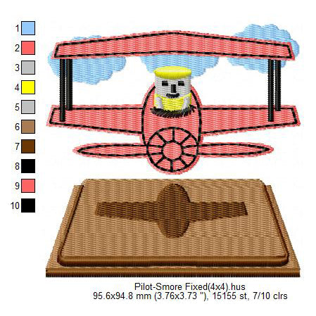 Pilot Smore Marshmallow Cartoon Machine Embroidery Digitized Design Files