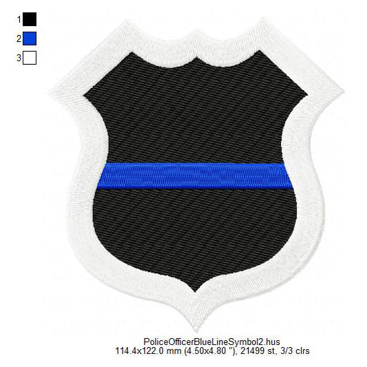 Thin Blue Line Patch Machine Embroidery Digitized Design Files