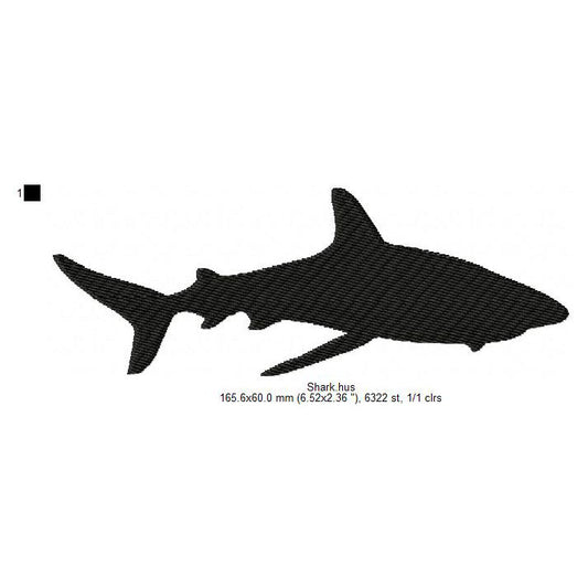 Shark Shadow Silhouette Machine Embroidery Digitized Design Files