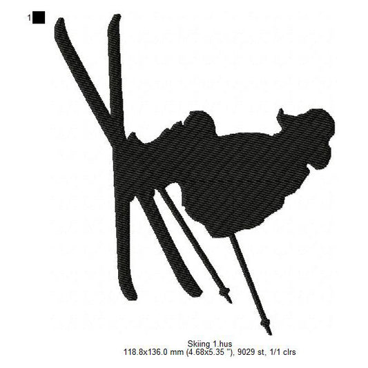 Winter Skiing Snowboarding Silhouette Machine Embroidery Digitized Design Files