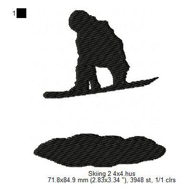 Winter Skiing Snowboarding Silhouette Machine Embroidery Digitized Design Files