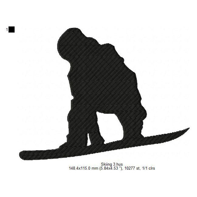Winter Skiing Snowboarding Silhouette Machine Embroidery Digitized Design Files