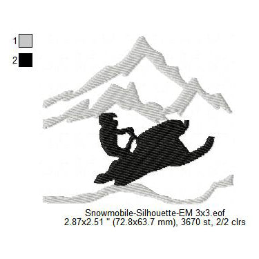 Snowmobile Silhouette Machine Embroidery Digitized Design Files | Dst | Pes | Hus | VP3