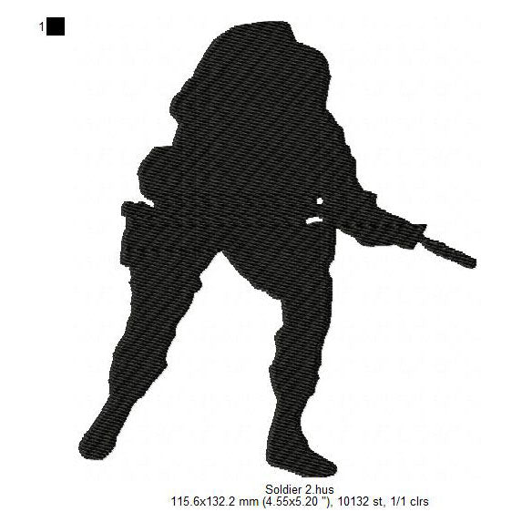 Soldier Shadow Silhouette Machine Embroidery Digitized Design Files