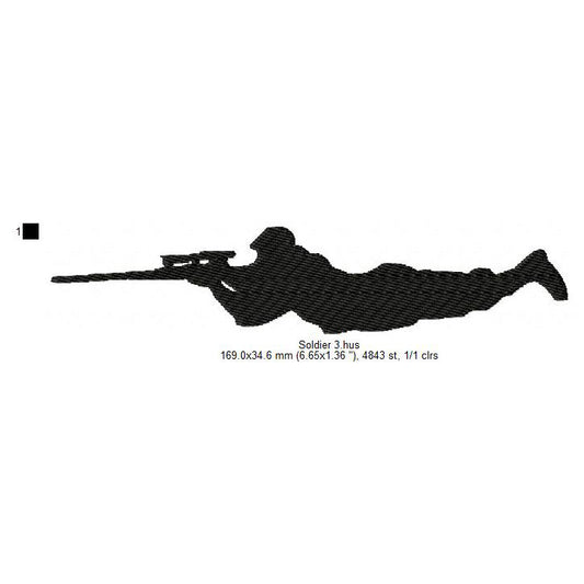 Soldier Shadow Silhouette Machine Embroidery Digitized Design Files