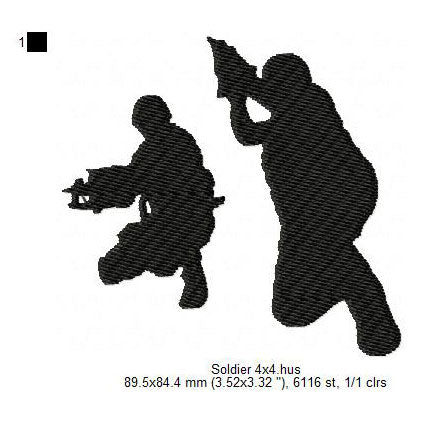 Soldier Shadow Silhouette Machine Embroidery Digitized Design Files