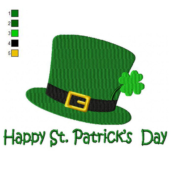 Happy Saint Patrick's Day Hat Machine Embroidery Digitized Design Files