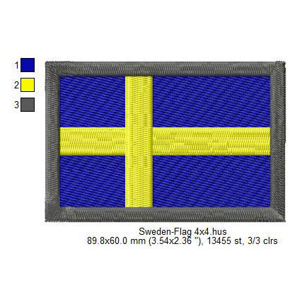 Sweden Flag Swedish Machine Embroidery Digitized Design Files | Dst | Pes | Hus | VP3