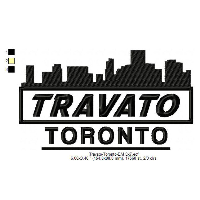 Travato Canada Toronto City Designs Machine Embroidery Digitized Design Files