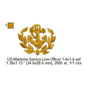 US Navy Maritime Service Line Officer Machine Embroidery Digitized Design Files